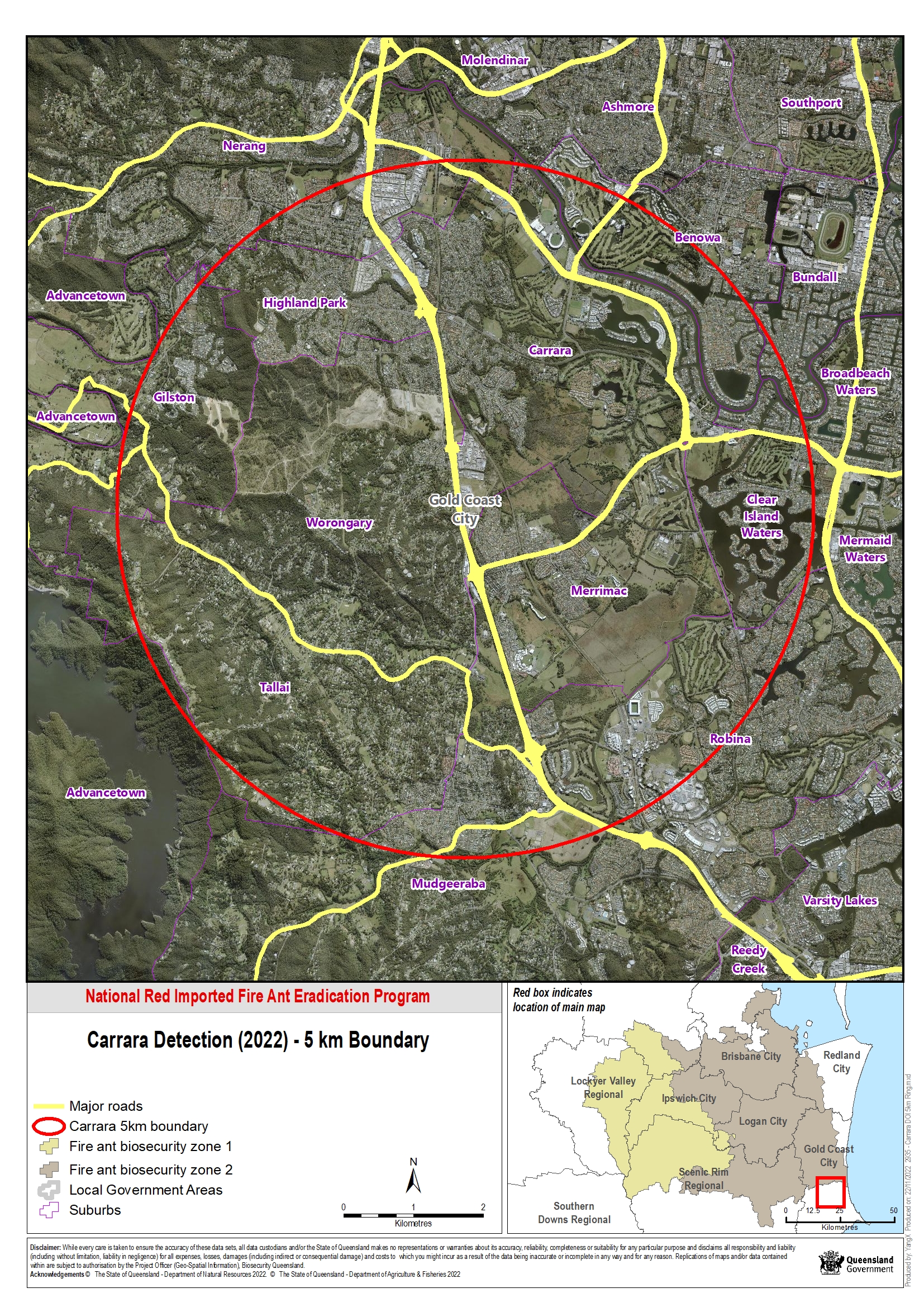 Significant detection map of fire ants found at Carrara