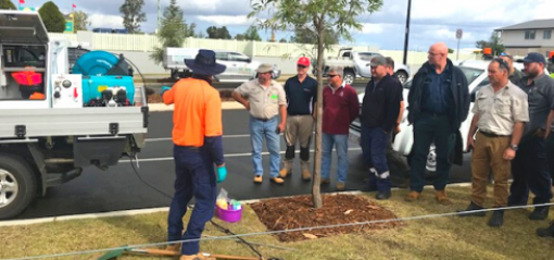 pest manager training next to road side